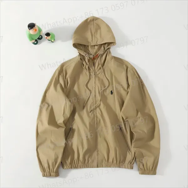 Polo Ralph Lauren Windbreaker Beige Hooded Jacket Outerwear Windbreaker - 1