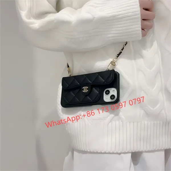 Chanel Classic Flap Phone Case with Chain Strap Black - 7