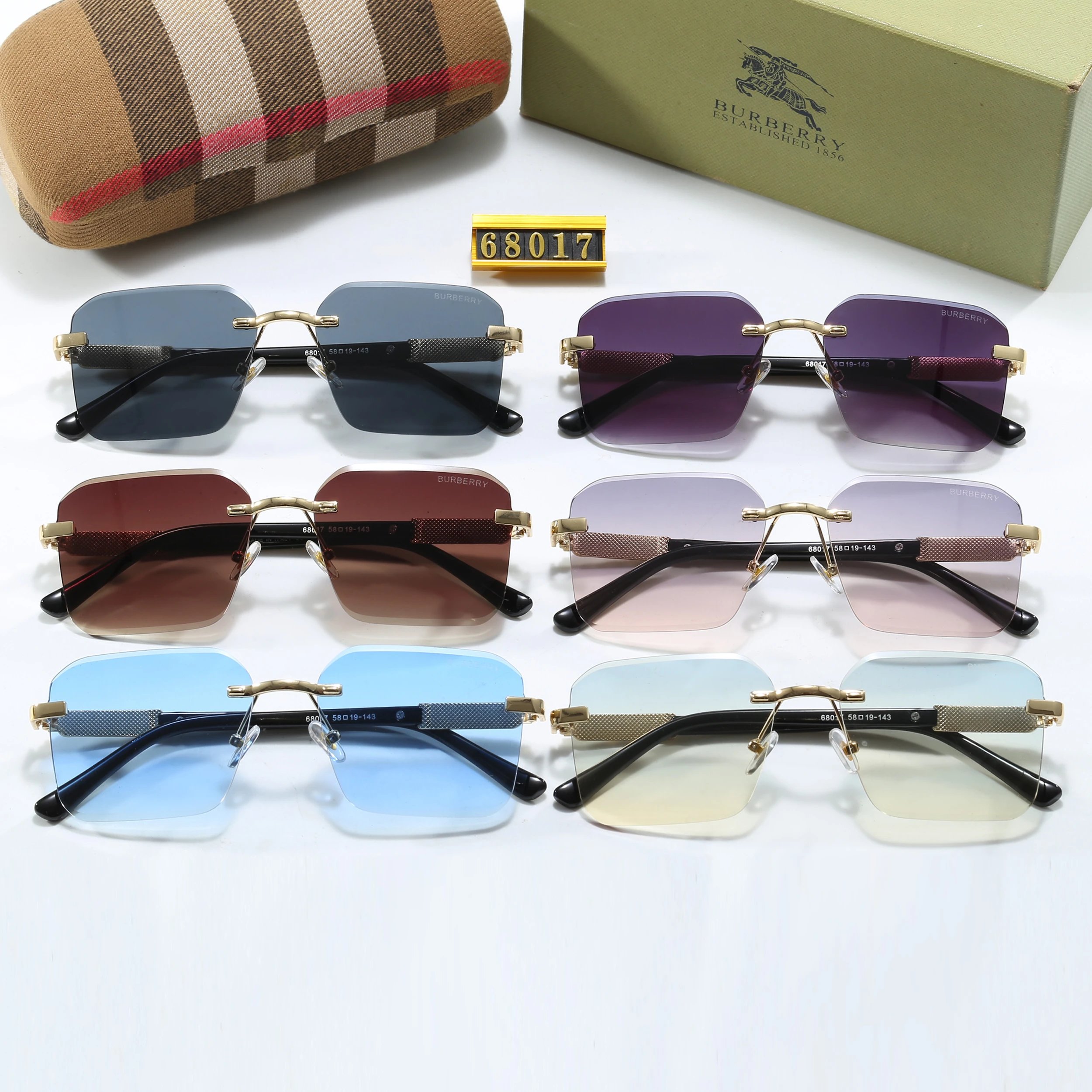 Burberry rimless rectangular sunglasses QC photos