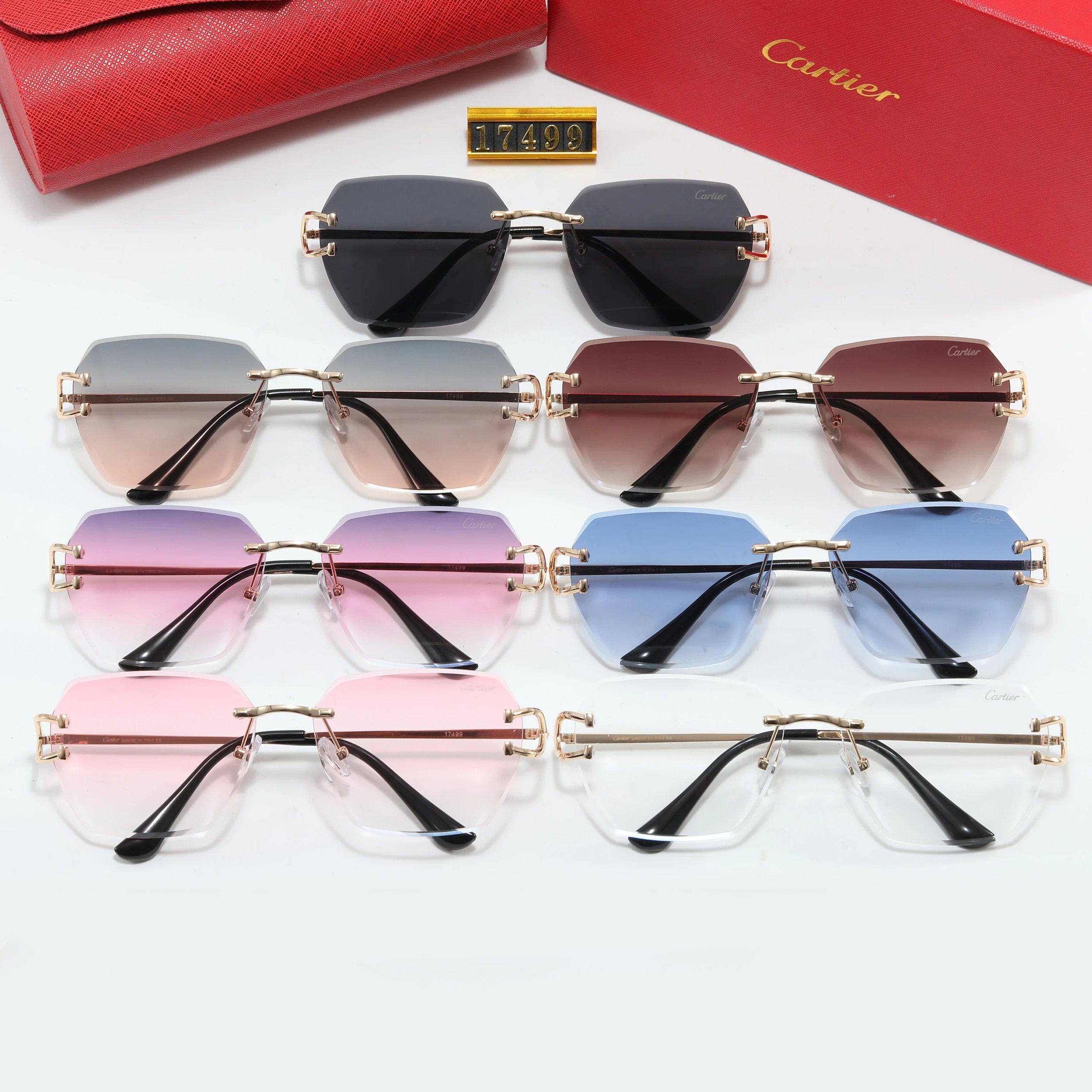 Cartier colorful rimless sunglasses QC photos