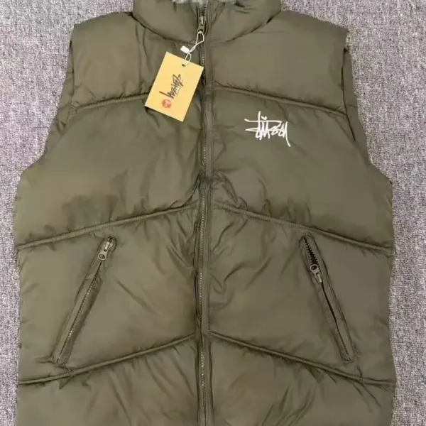 Stüssy Puffer Vest Army Green Vest - 1
