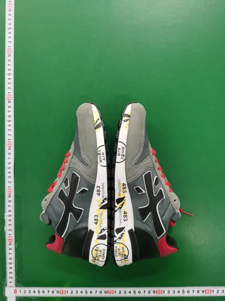 Off-White x Nike Air Force 1 '483' Gray Red White Sneakers - 7