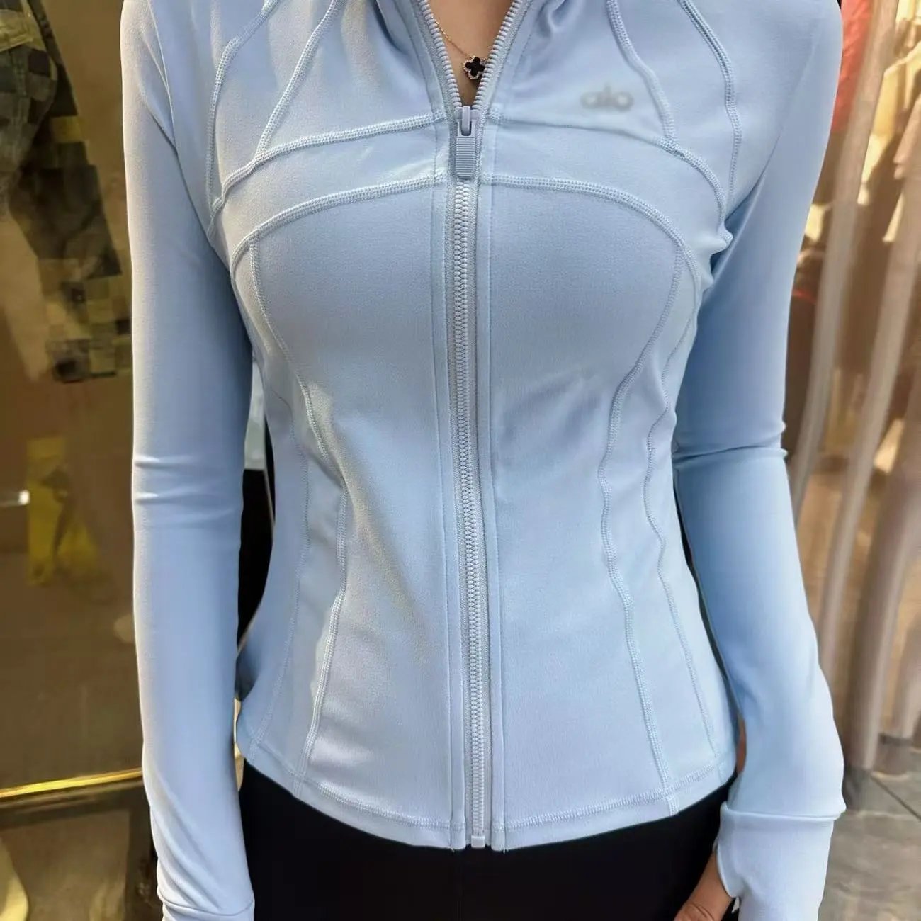 Alo Yoga Hoodies & Sweatshirts Zip-Up Hooded Sweatshirt — Yoga outfit-blue