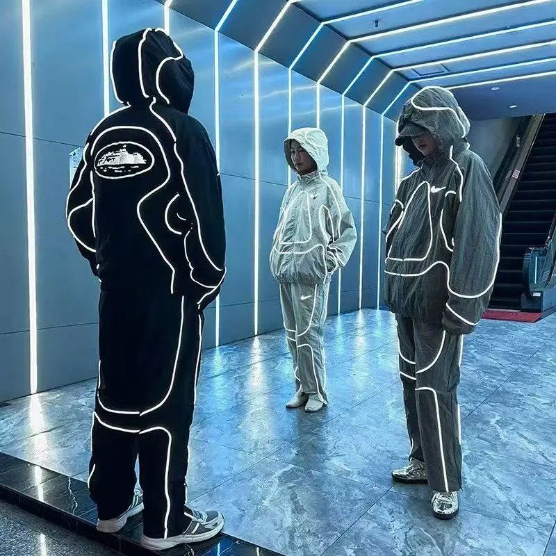 Street Devil Joint Entrance Examination Reflective Jacket Hoodie Set