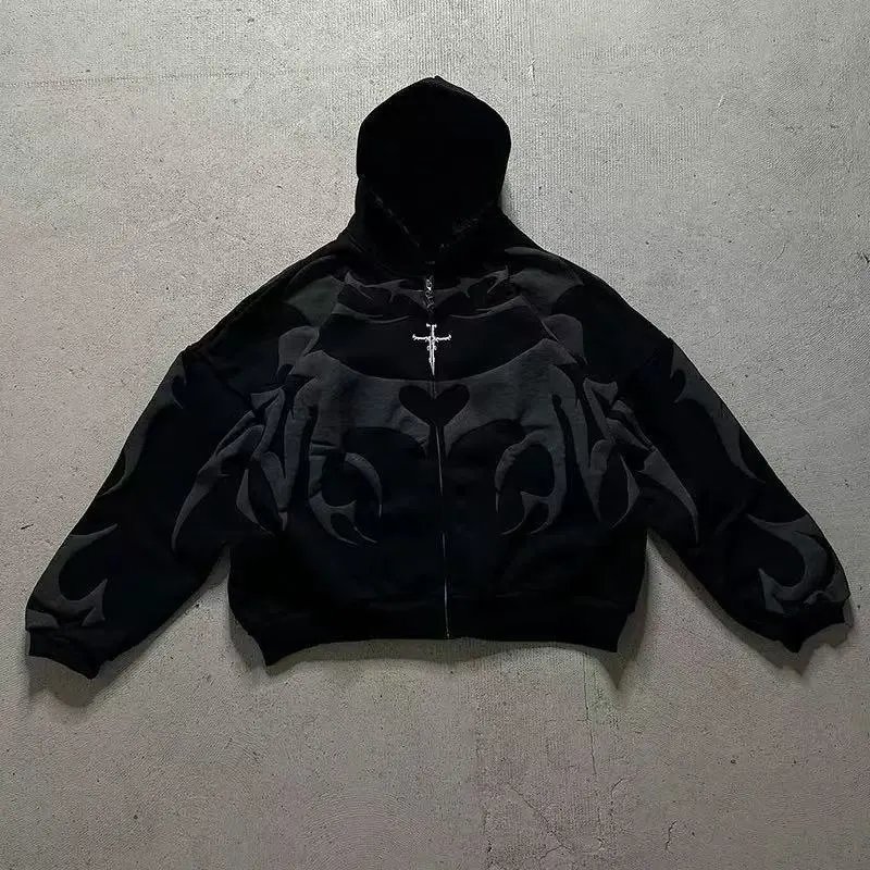 Black Zipper Hoodie