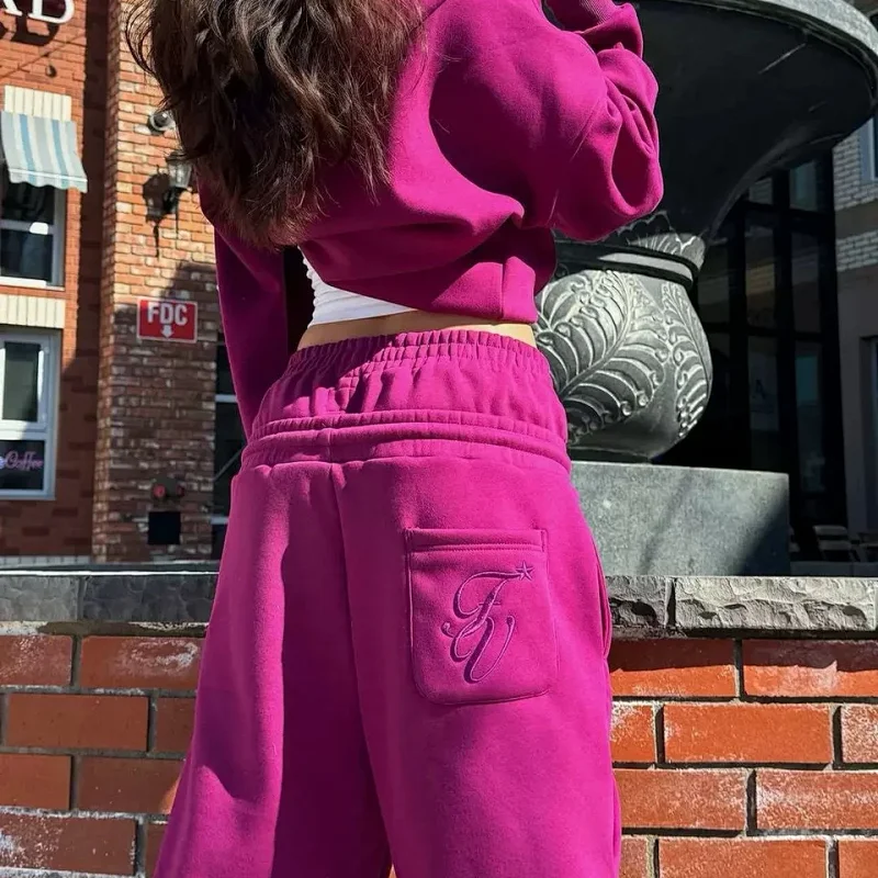 宽松阔腿裤子紫色