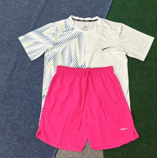A001 Blue-White Track Short Sleeve + D218 Pink