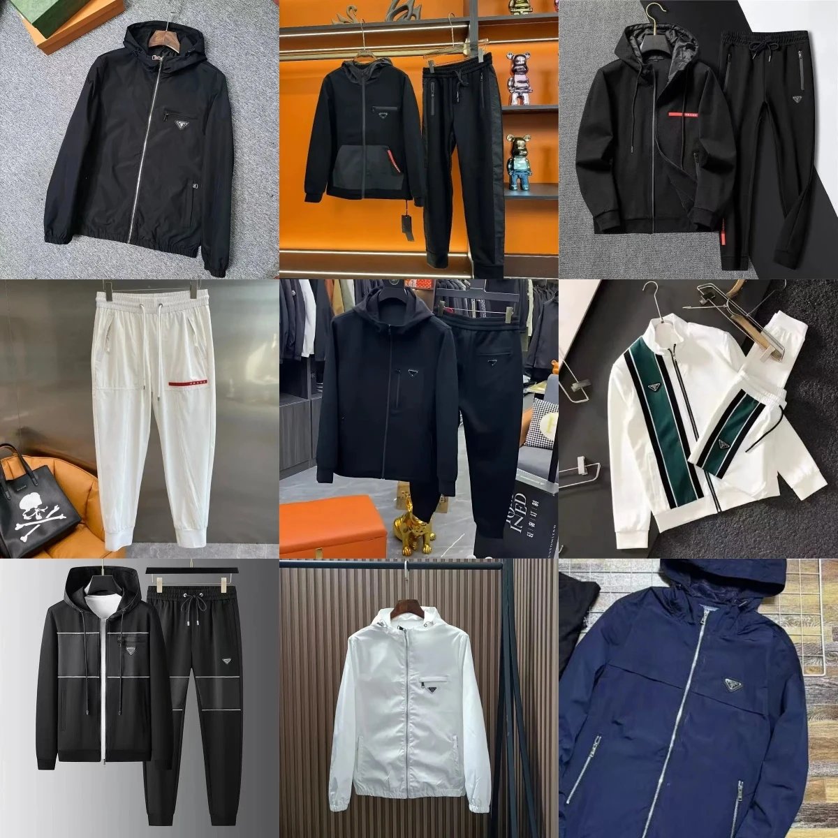 Prada Casual Hooded Jacket and Jogger Set