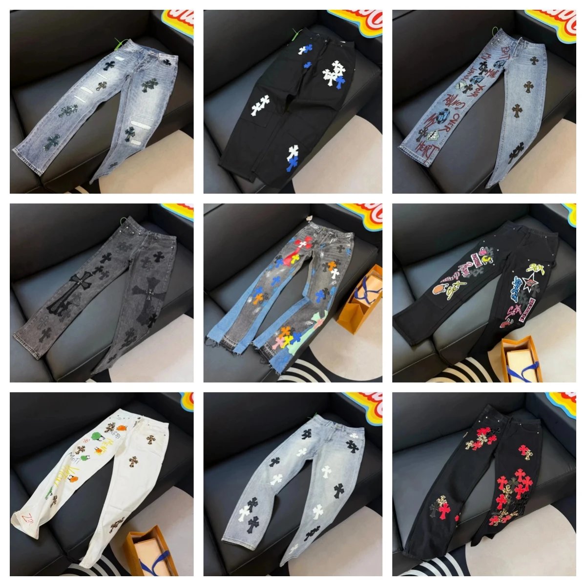 Chrome Hearts Jeans with cross motif patches