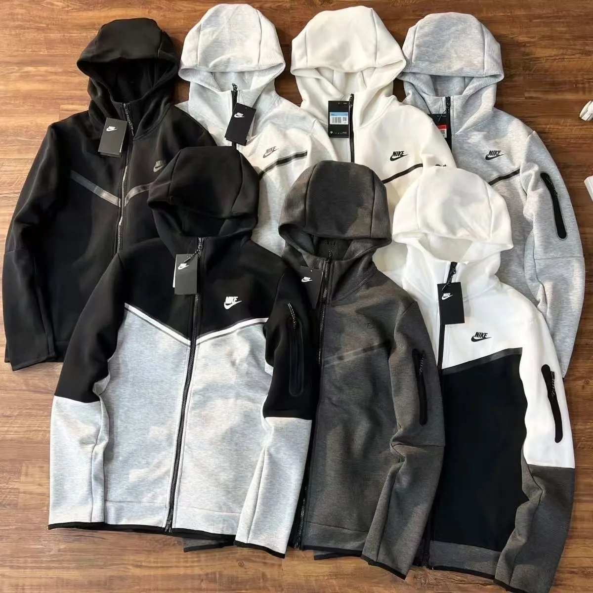 Nike Grey and Black Hooded Zip-Up Jacket