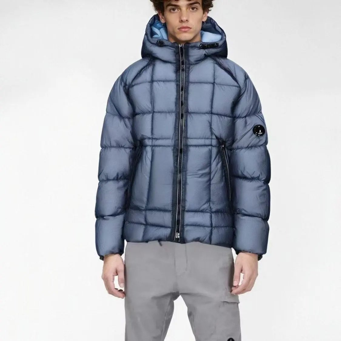 Down Jacket - Slate Blue (90% White Duck Down, High Quality)