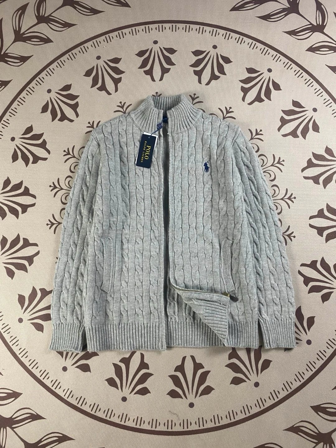 Zip-Up Cardigan Sweater - Grey
