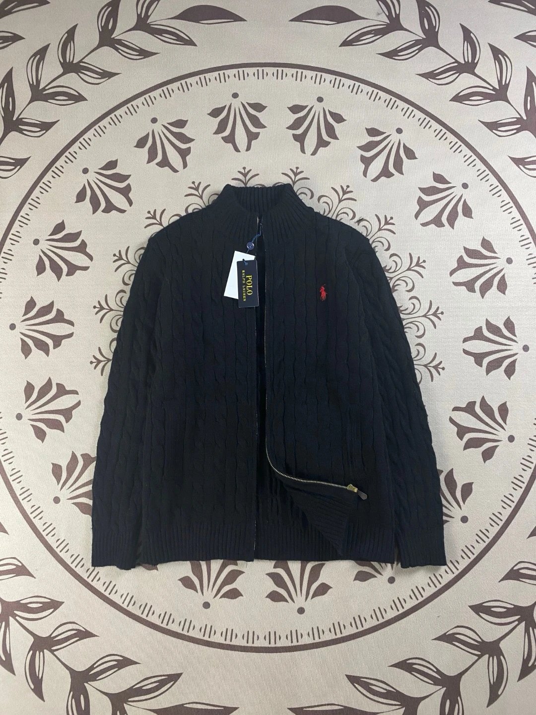 拉链开衫毛衣-黑色