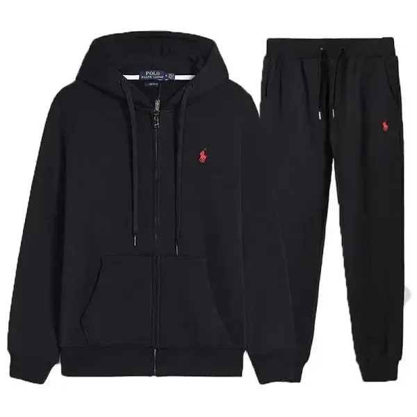 Polo Ralph Lauren Classic Black Full-Zip Hoodie and Sweatpants Set - 1