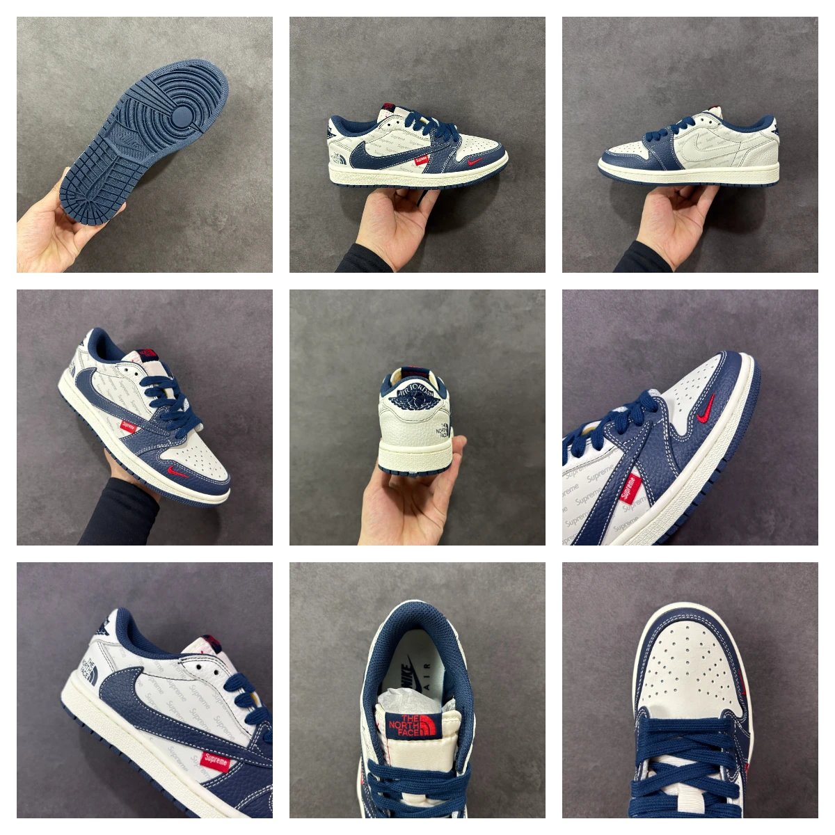 Nike x Travis Scott Air Jordan 1 Low OG 'Cactus Jack' Navy Sneakers - 22