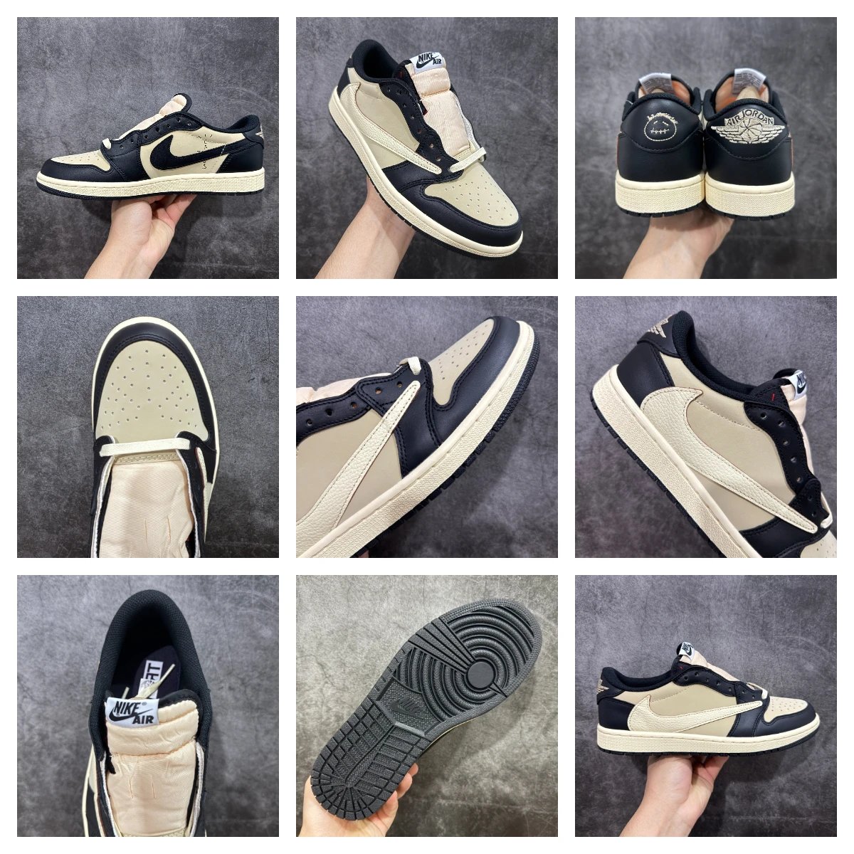 Nike x Travis Scott Air Jordan 1 Low OG 'Cactus Jack' Navy Sneakers - 9