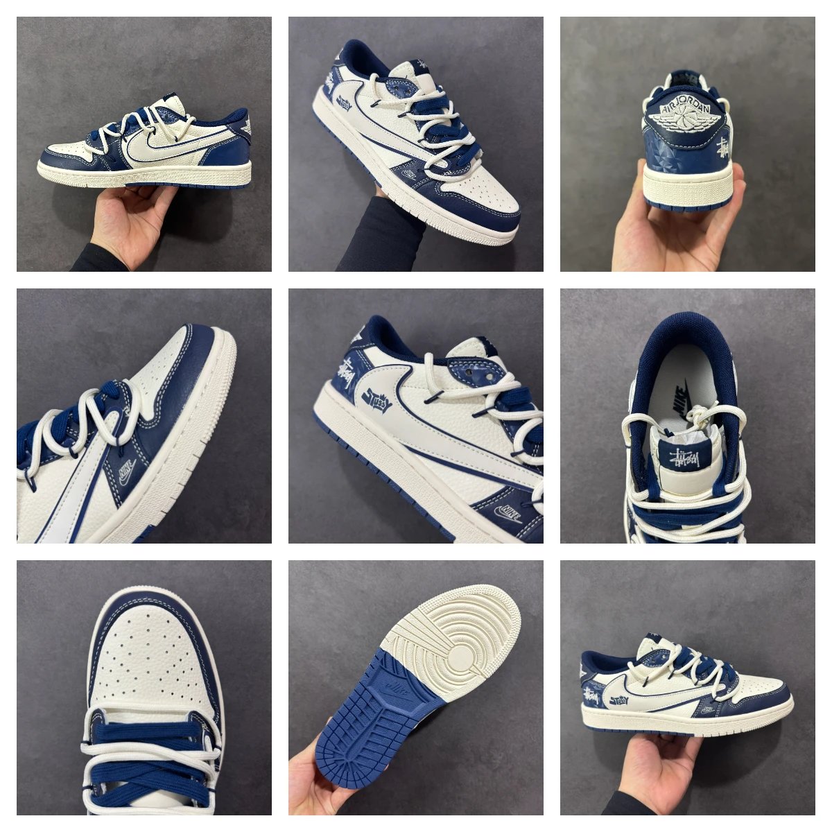 Nike x Travis Scott Air Jordan 1 Low OG 'Cactus Jack' Navy Sneakers - 14