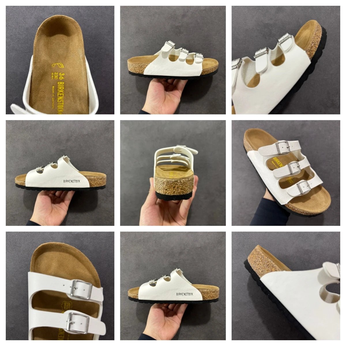 Birkenstock Arizona White Leather Sandals - 23