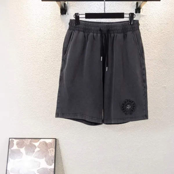 Design Embroidered Logo Drawstring Shorts Black - 1