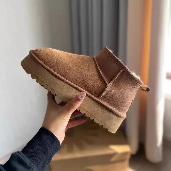 UGG Classic Mini Platform Chestnut Suede Boots - 1