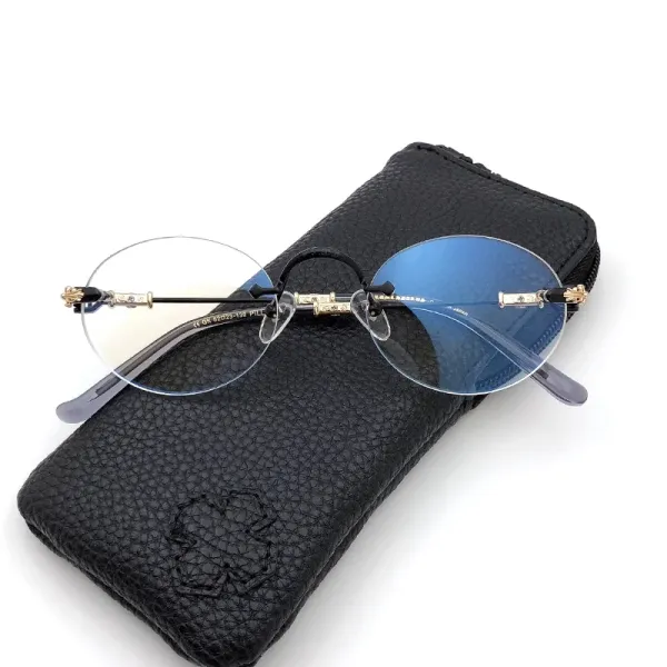 Chrome Hearts Round Rimless Optical Glasses with Blue Gradient Lens - 1