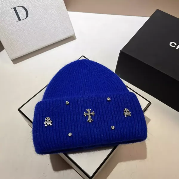 Chrome Hearts Cross-Embellished Royal Blue Beanie - 1