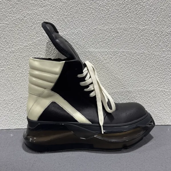 Rick Owens DRKSHDW Geobasket Boot Black and Beige Sneaker Boots - 1