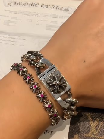 Chrome Hearts Cuban Link Bracelet Silver Jewelry - 2