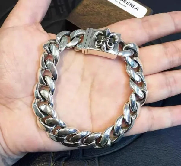 Chrome Hearts Fleur-de-Lis Curb Chain Bracelet Silver Jewelry - 1