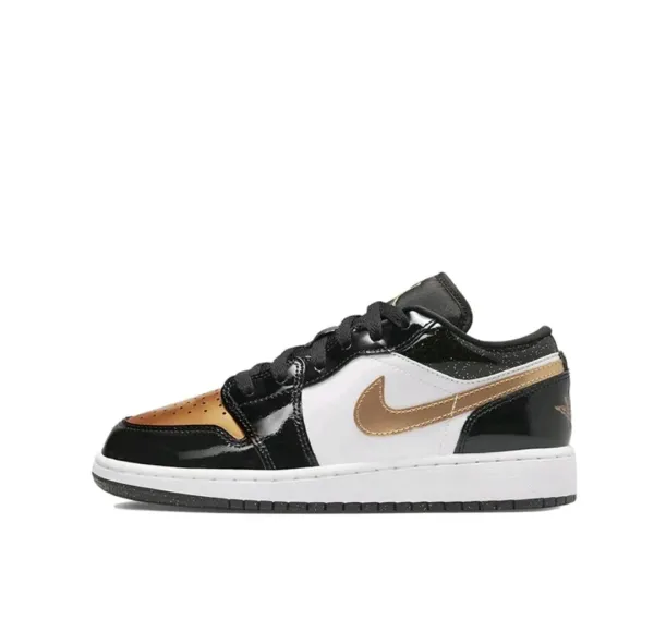 Air Jordan 1 Low Black White Metallic Gold Sneakers - 1