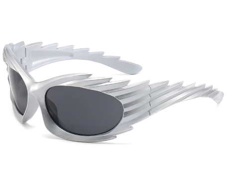 Winged Frame Silver Mirror Sunglasses