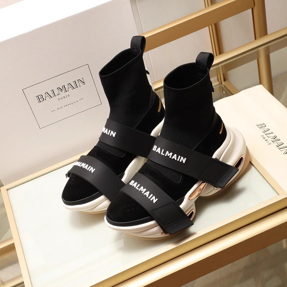 Balmain Sock Sneaker Black and White Chunky Sneakers