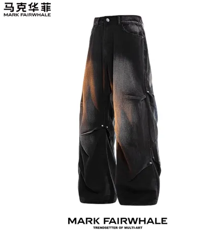 Design Mark Fairwhale Gradient Wash Wide-Leg Jeans Black Jeans - 1