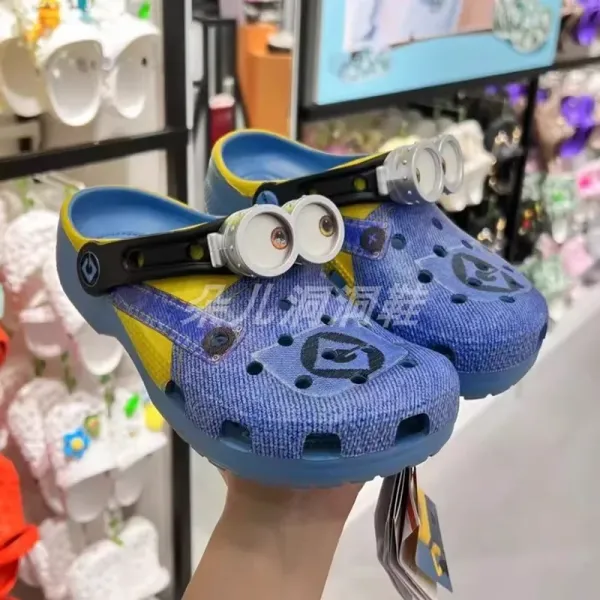 Crocs Classic Minion Clog Blue Denim Yellow Kids Sandals - 1