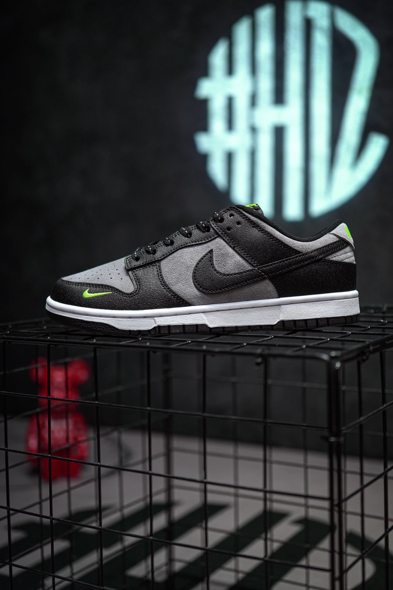 Nike Dunk Low Black Cool Grey Volt Mini Swoosh