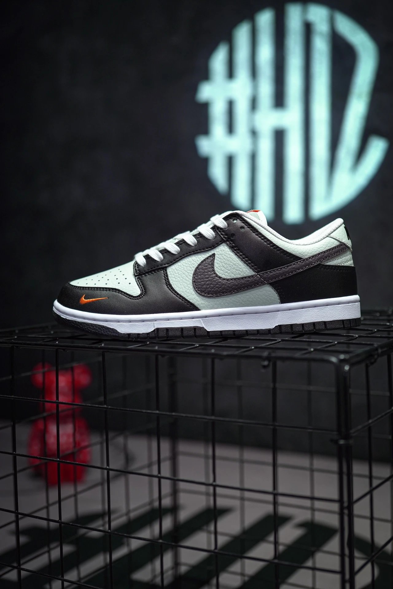 Nike Dunk Low Black Total Orange Mini Swoosh