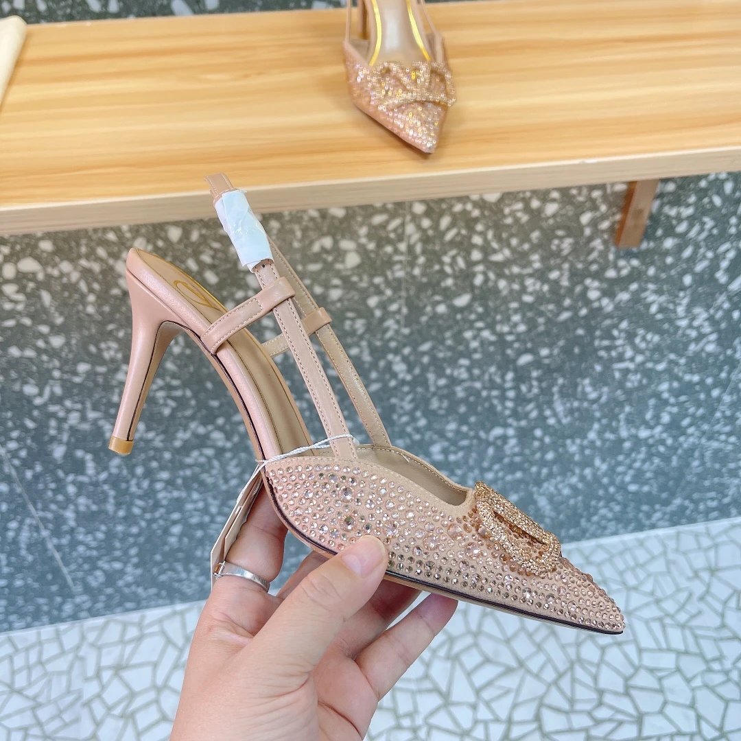 Elegant Crystal-Embellished Pointed-Toe Stiletto Heels [3 styles]