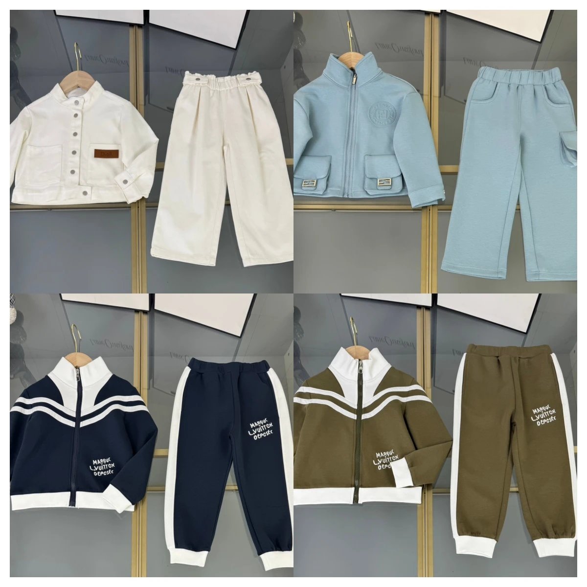 Dior, LV button/zipper jacket + straight trousers