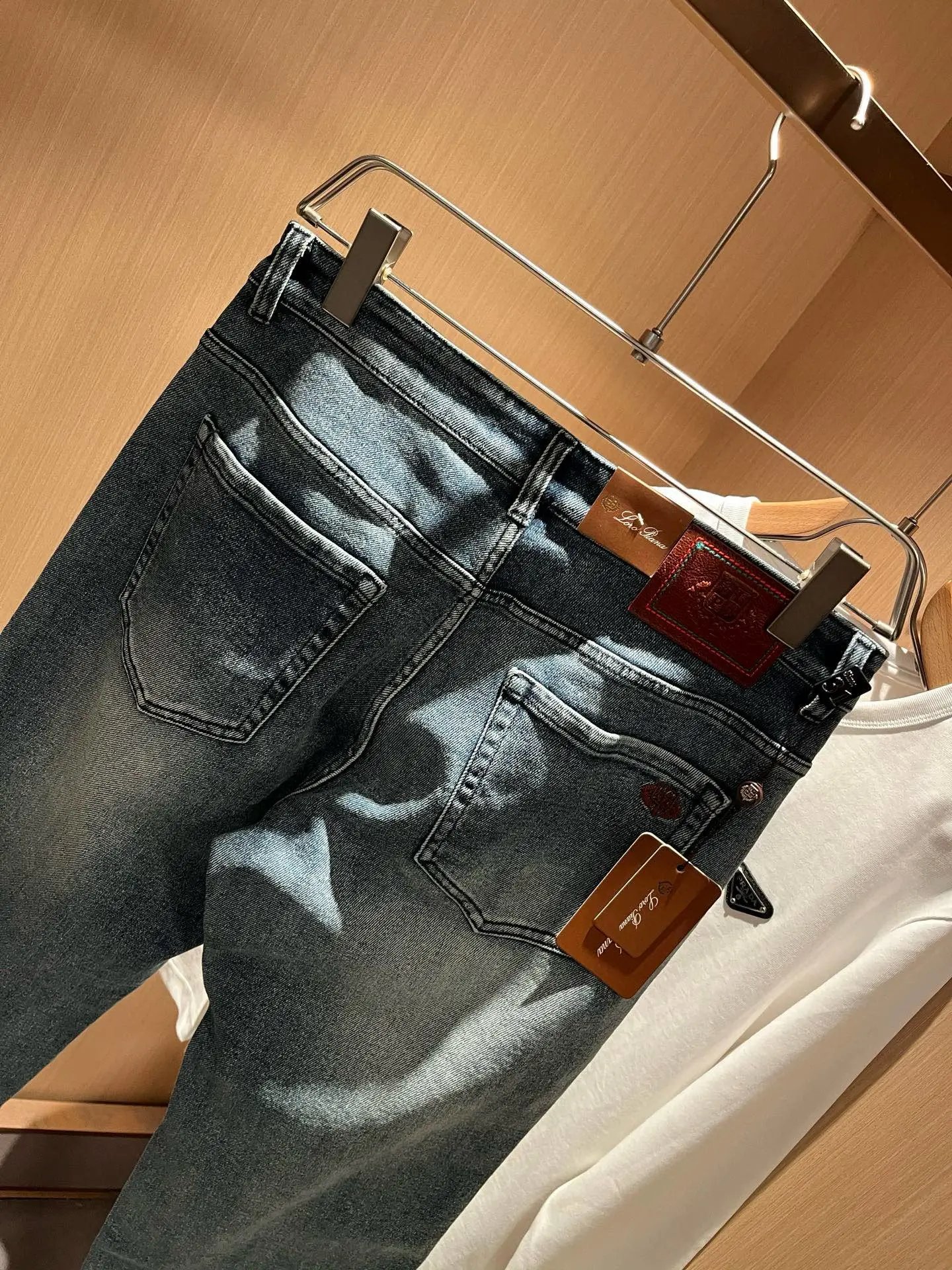Prada Logo-Embellished White Long-Sleeve T-Shirt and Dark Wash Slim-Fit Jeans - 39