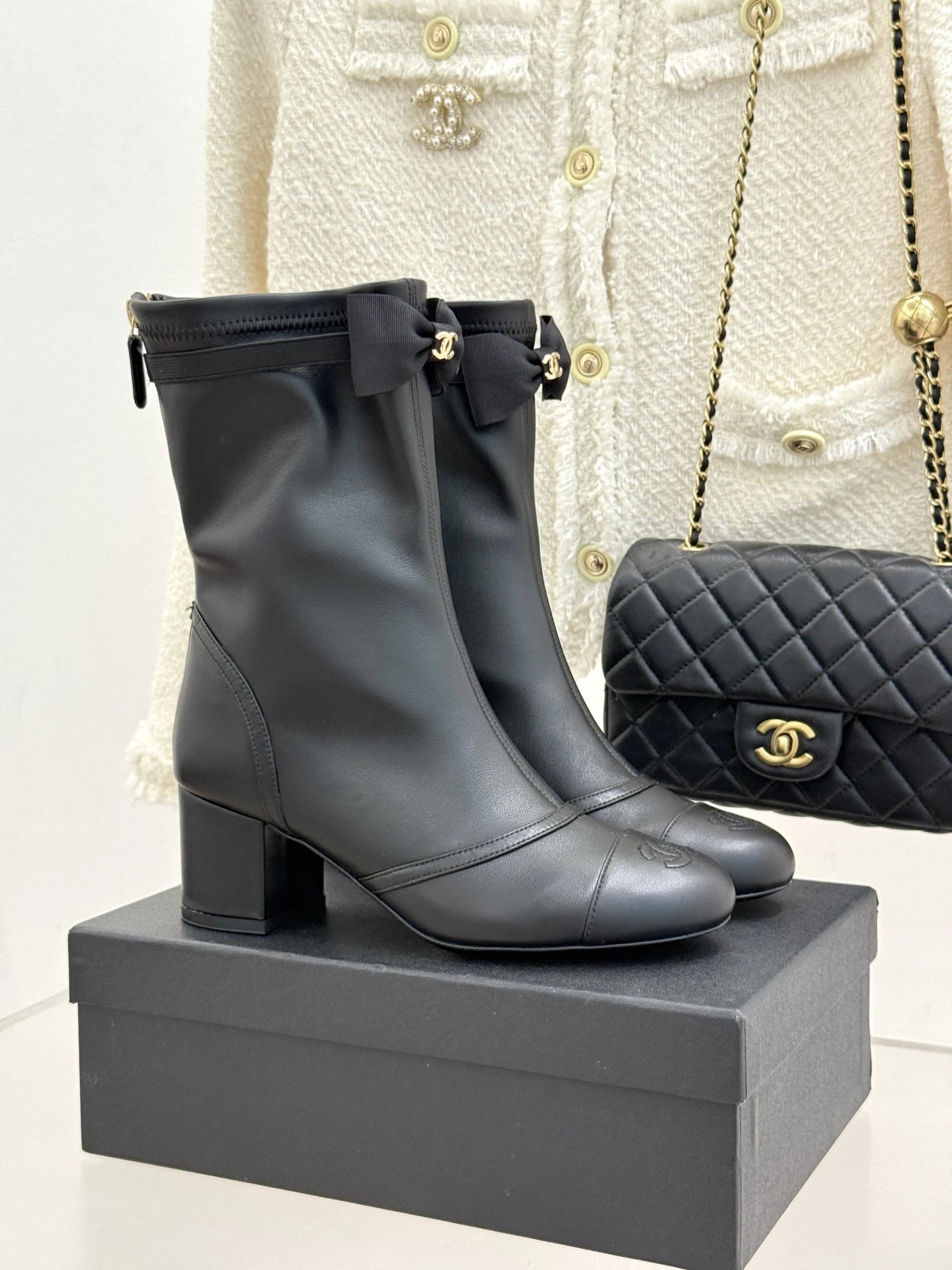 Chanel Bow Ankle Boots