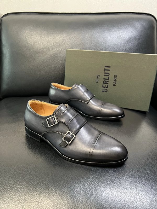 Design Berluti Double Monk Strap Black Leather Shoes Monk Shoes product listing in Litbuy spreadsheet finds