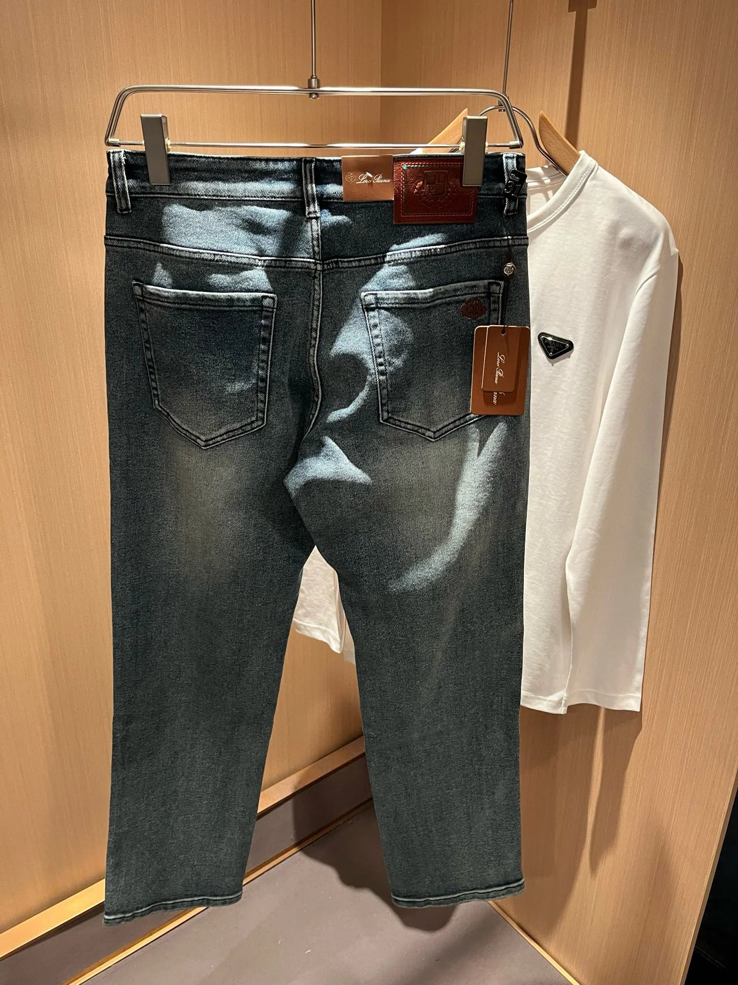 Prada Logo-Embellished White Long-Sleeve T-Shirt and Dark Wash Slim-Fit Jeans - 35