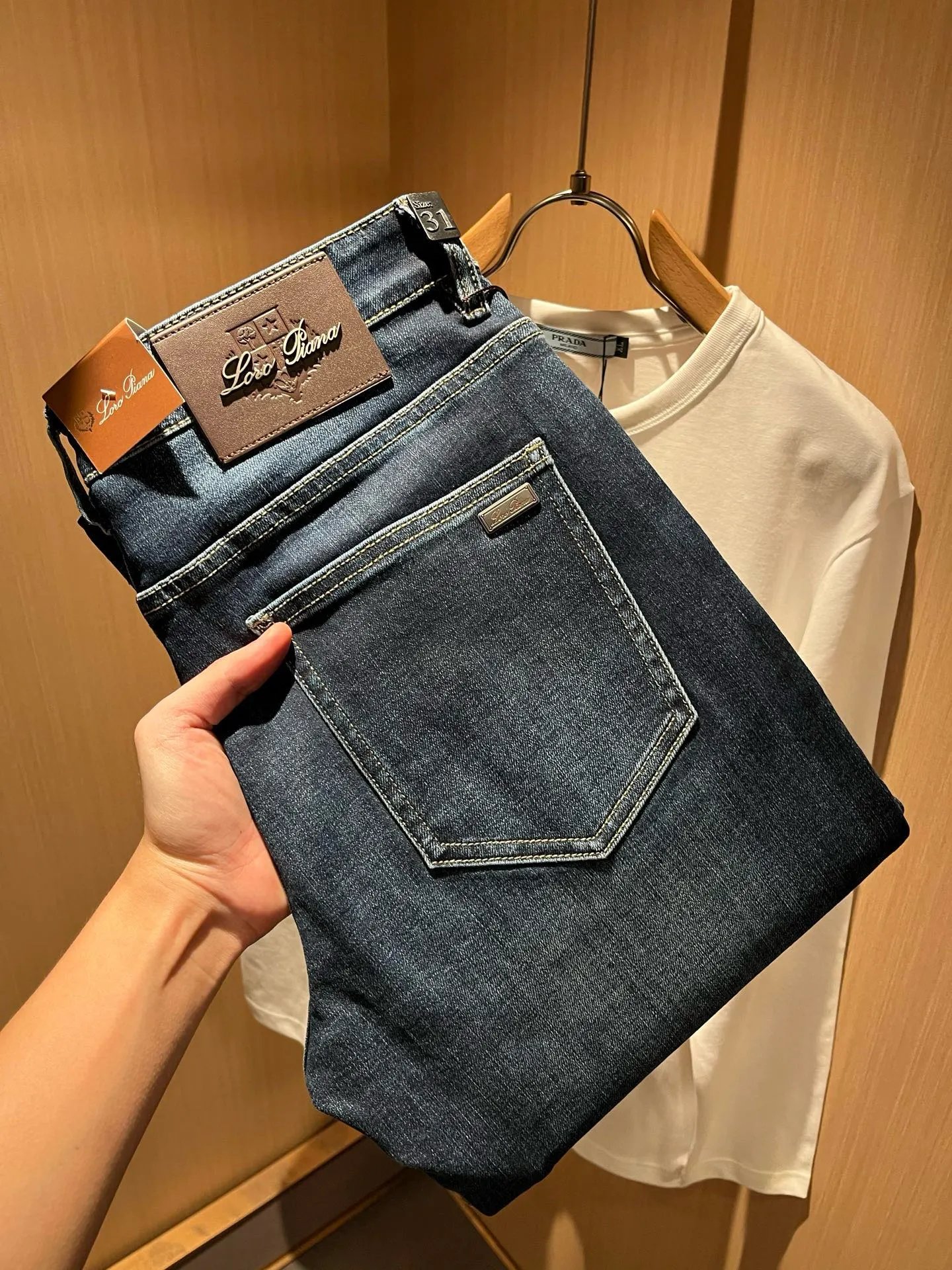 Prada Logo-Embellished White Long-Sleeve T-Shirt and Dark Wash Slim-Fit Jeans - 62