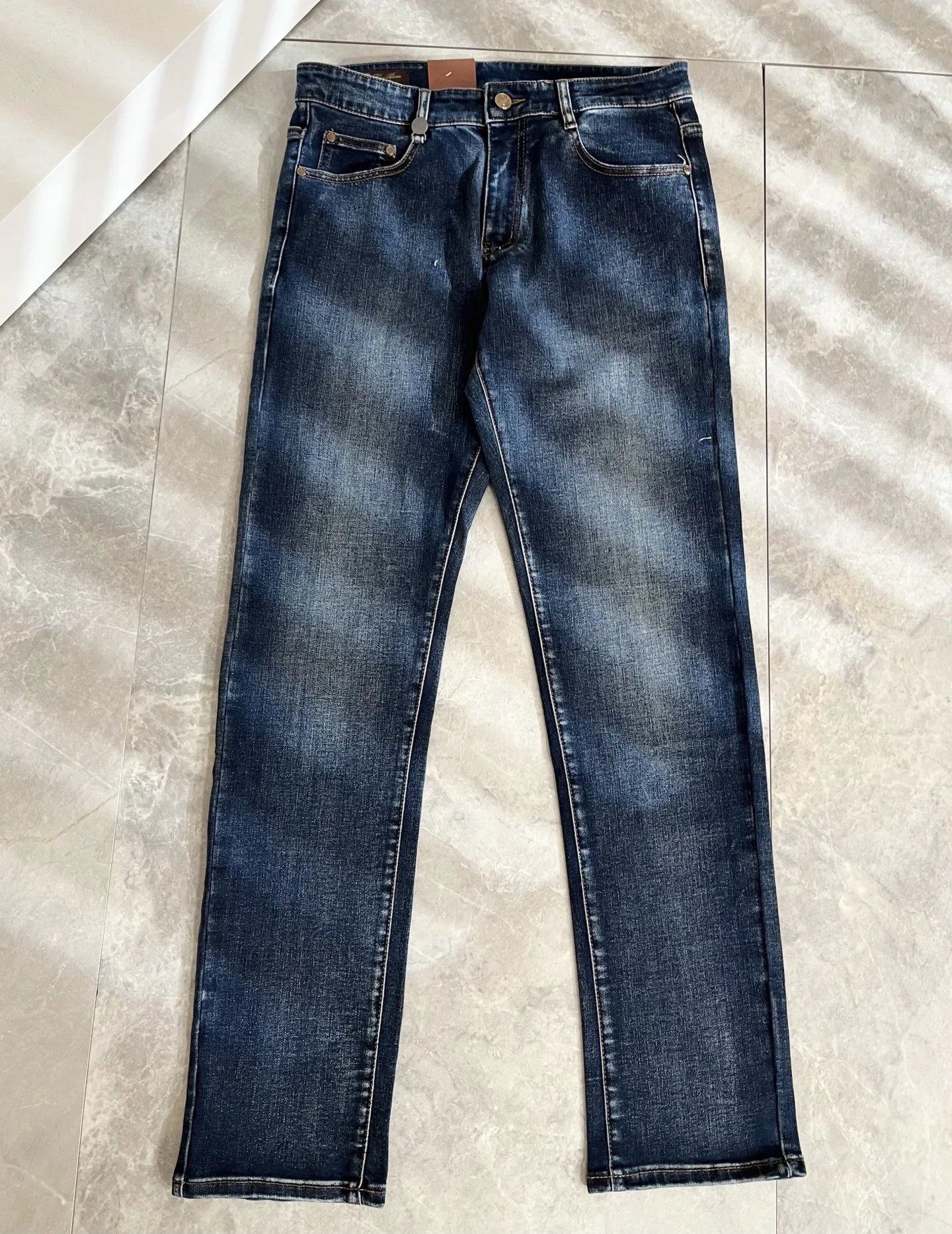 Prada Logo-Embellished White Long-Sleeve T-Shirt and Dark Wash Slim-Fit Jeans - 22