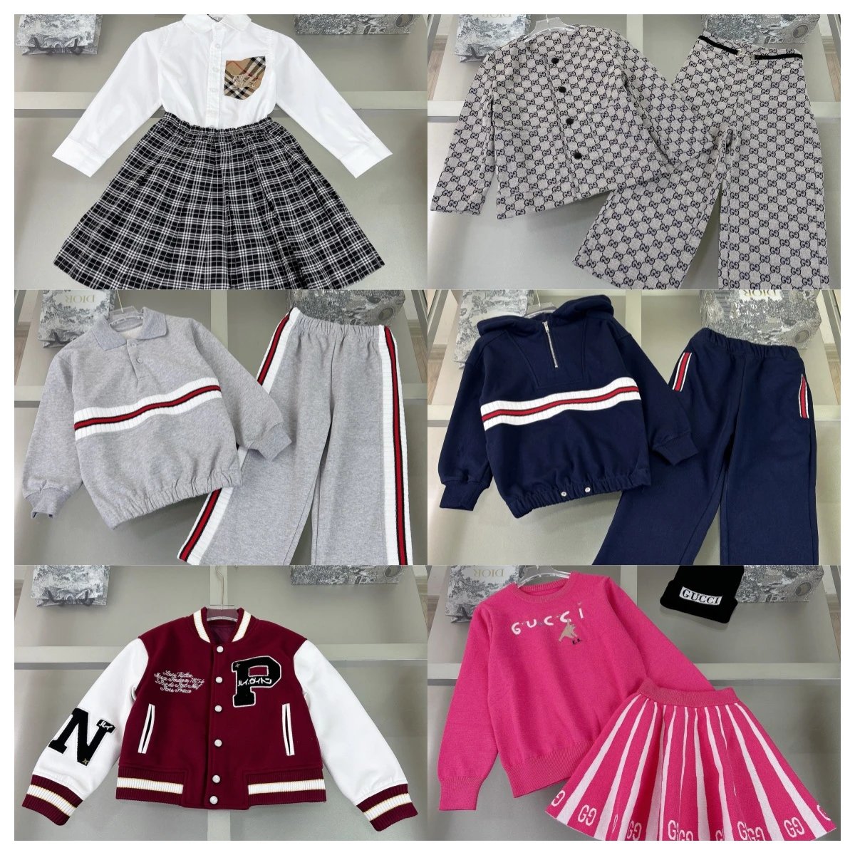Gucci, Burberry, LV boys and girls suits