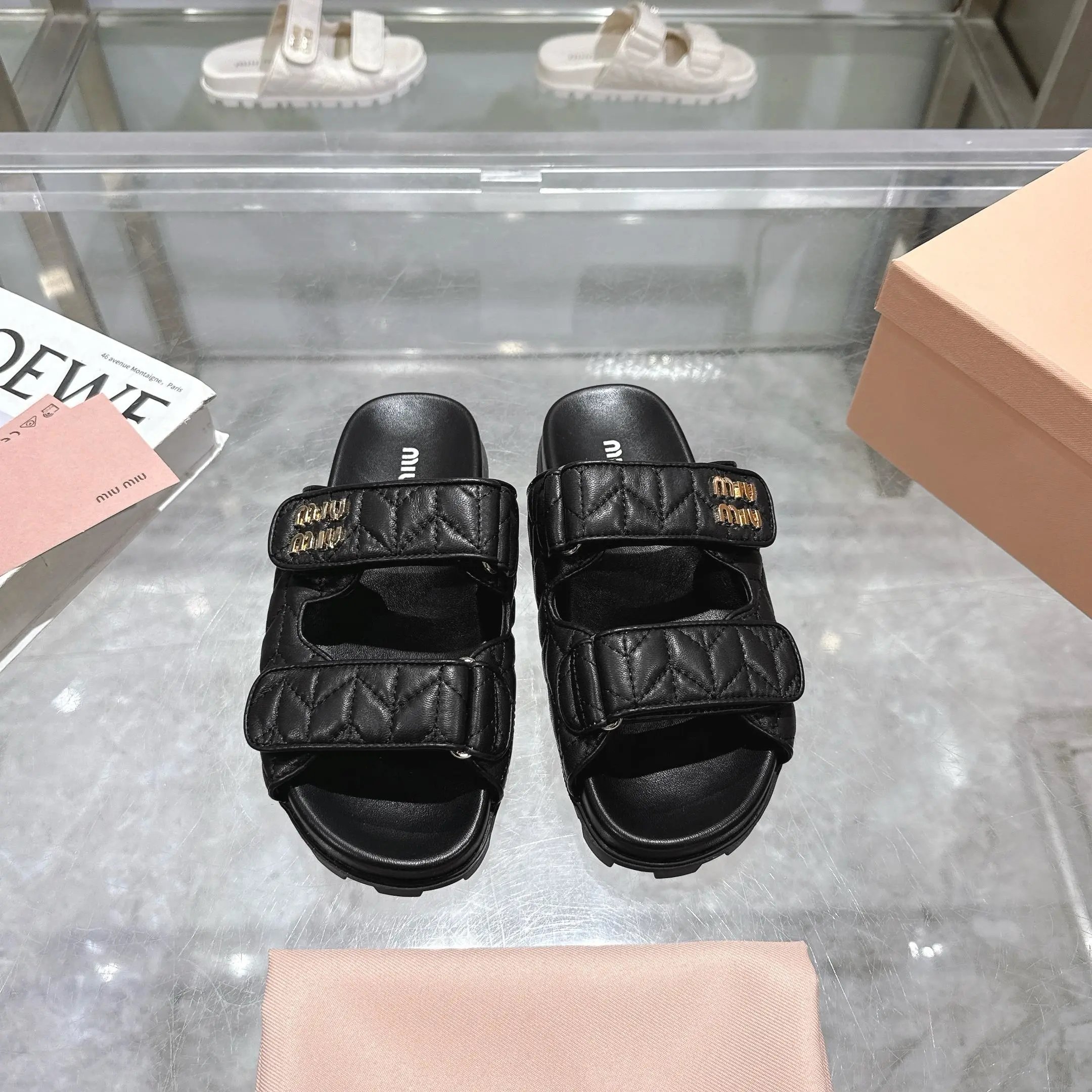 Miu Miu Quilted Slide Sandals