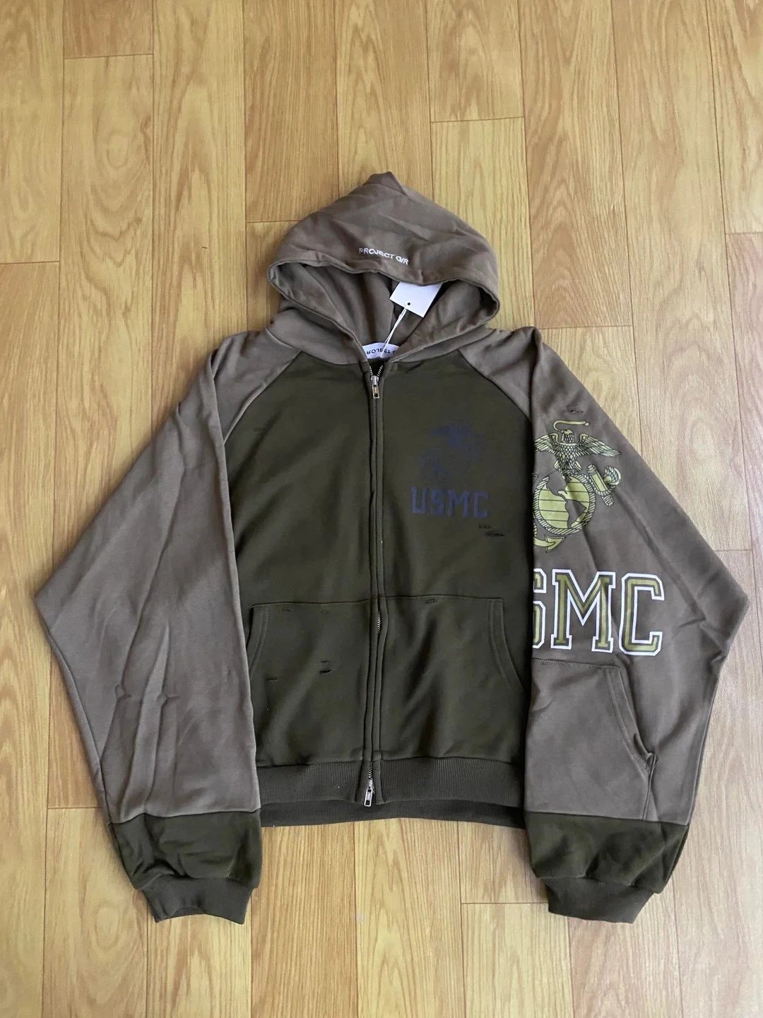 Project Qr USMC Graphic Zip-Up Hoodie - 000025