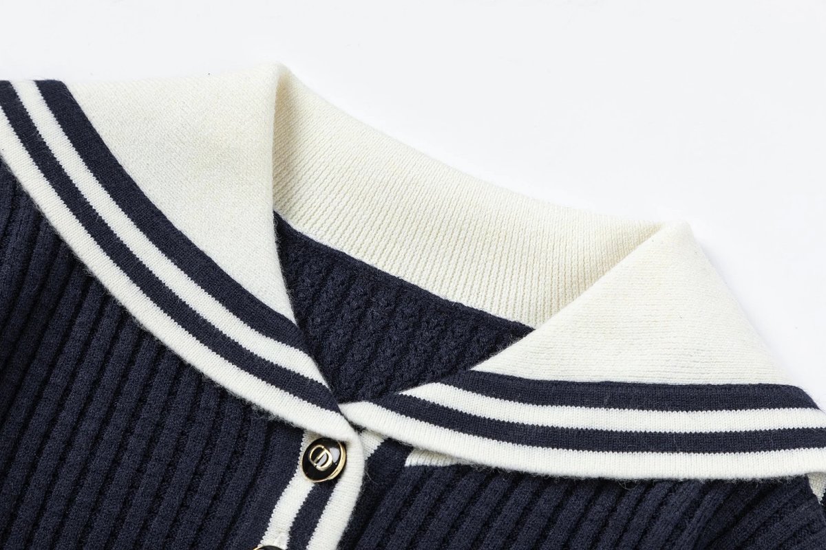 Design Navy and White Sailor Collar Knit Sweater and Pleated Skirt Set Sets Casual Set product detail 9 in Litbuy spreadsheet finds