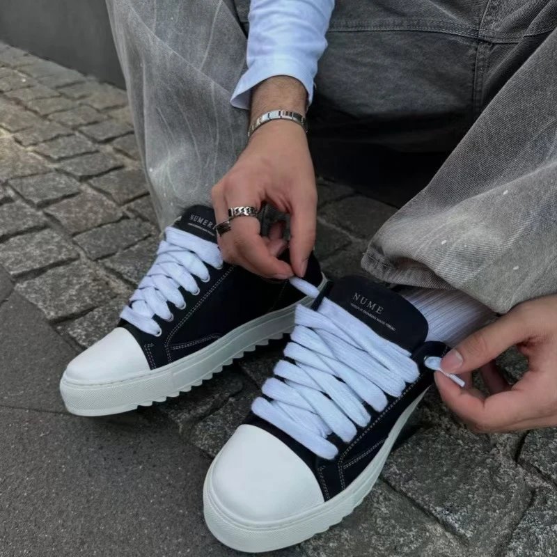 NUMERIS black and white lace-up sneakers product photo 4