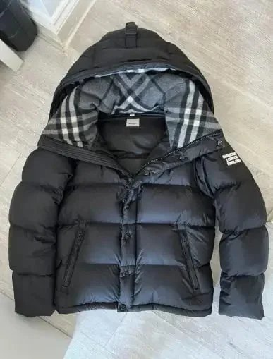Black Grey Burberry Down Jacket